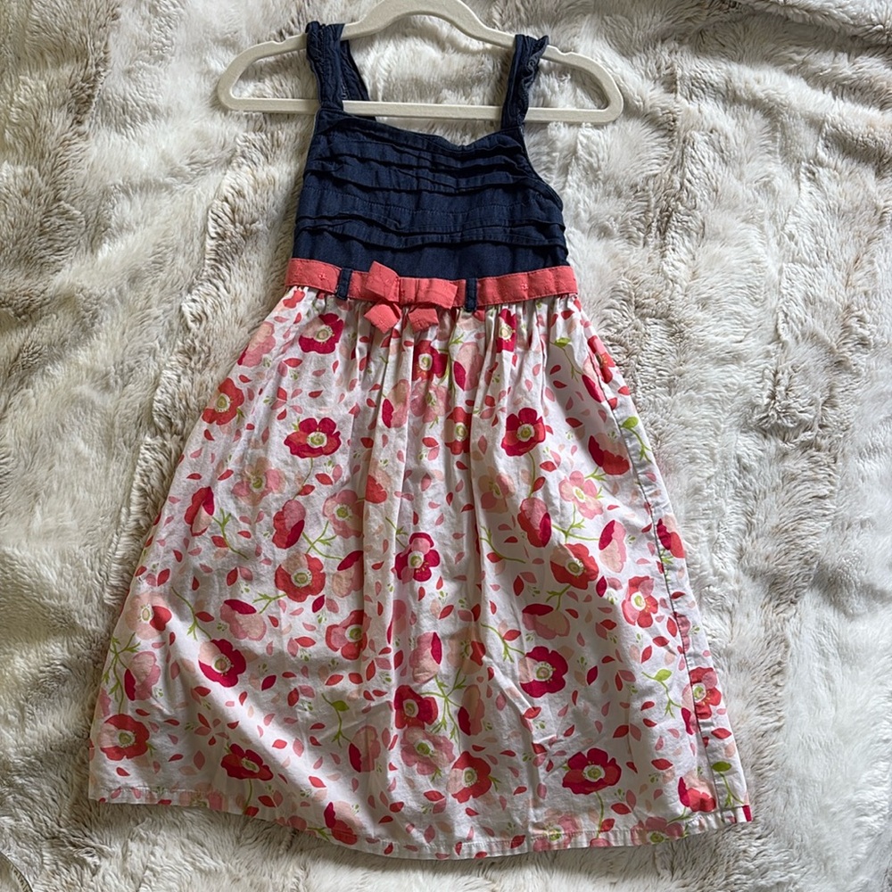Floral Pink and Blue Girls Dress size 8